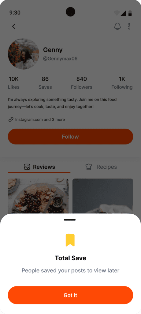 Follower Profile screen 6