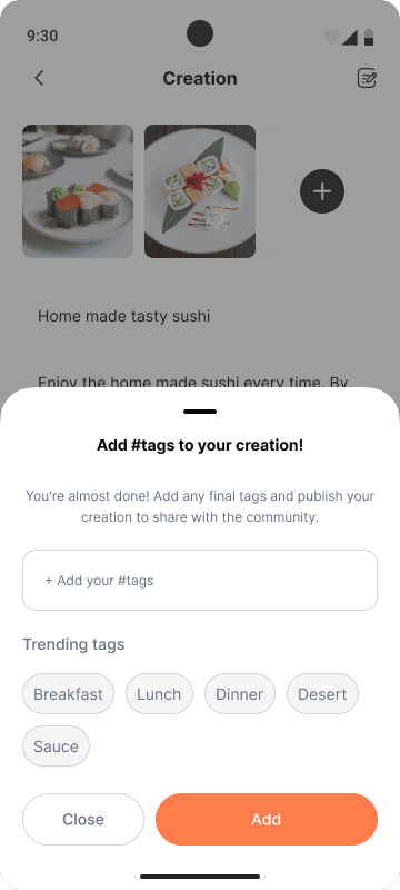 Tag action sheet